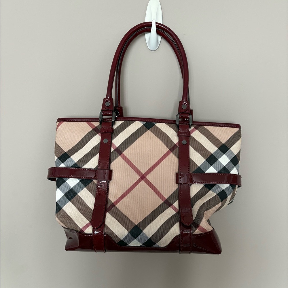 Burberry Checkered Tote Bag - Red and Cream